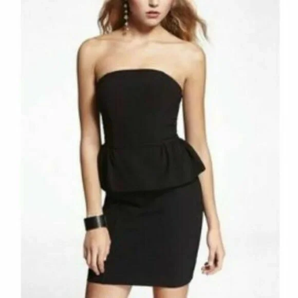 express black peplum dress Peplum Dress with Lace Back from Express